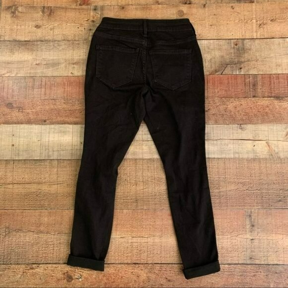 Old navy rockstar super skinny high rise distressed black denim jeans - 0 petite - Picture 7 of 9